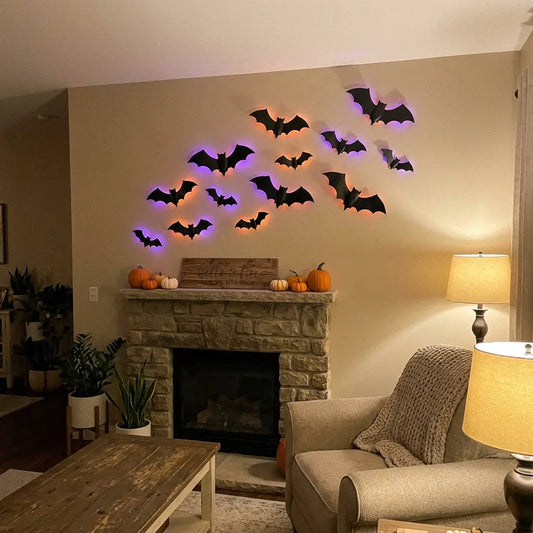 SpookDrop Bats™ — 3D LED Color-Changing Wall Bats